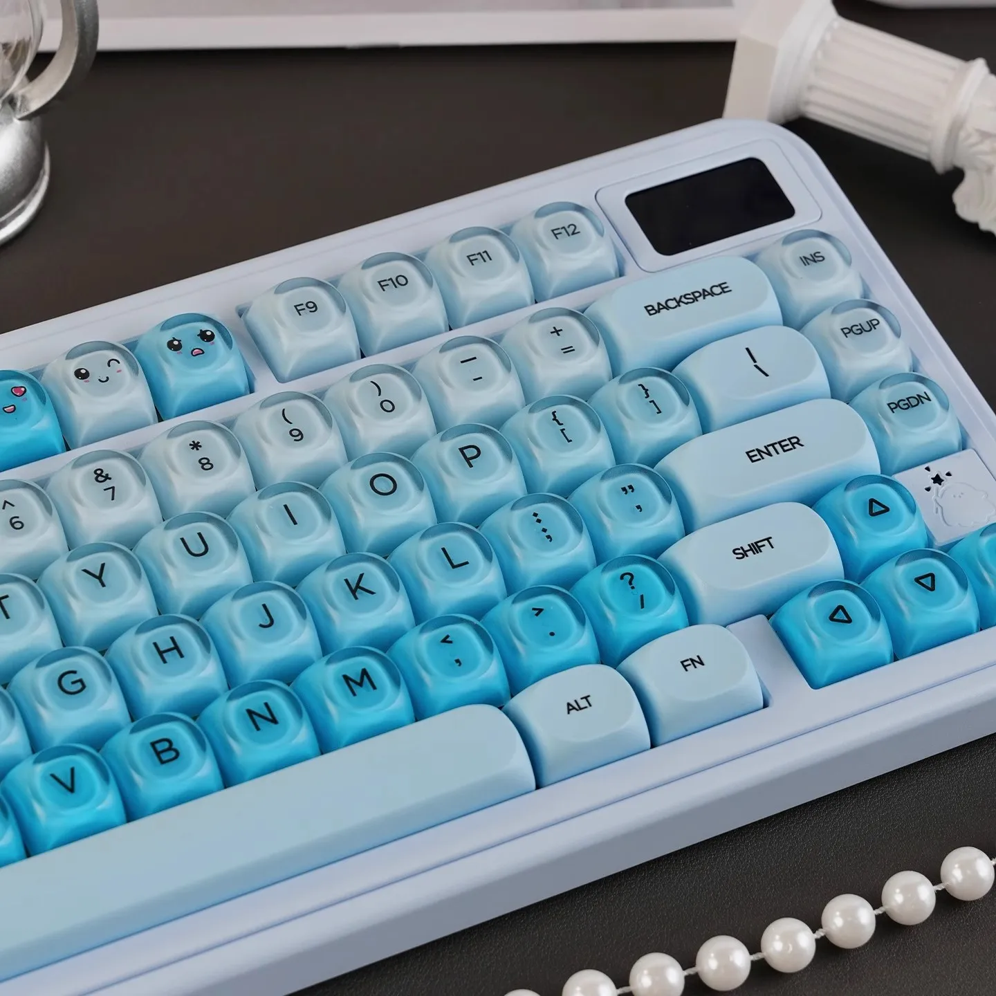 

132 Keys Dreamy blue Custom Double Shot PBT Keycaps Semi Transparent PC Keycaps HOA Profile for MX Switches Mechanical Keyboard