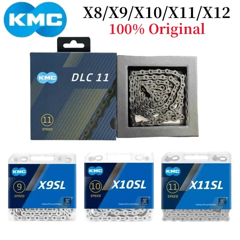 KMC X8 X9 X10 X11 X12 EL SL Road/MTB Bicycle Chain 8v 9v 10v 11v 12v 118L 126LBike Chain with Quick-Link for SHIMANO SRAM