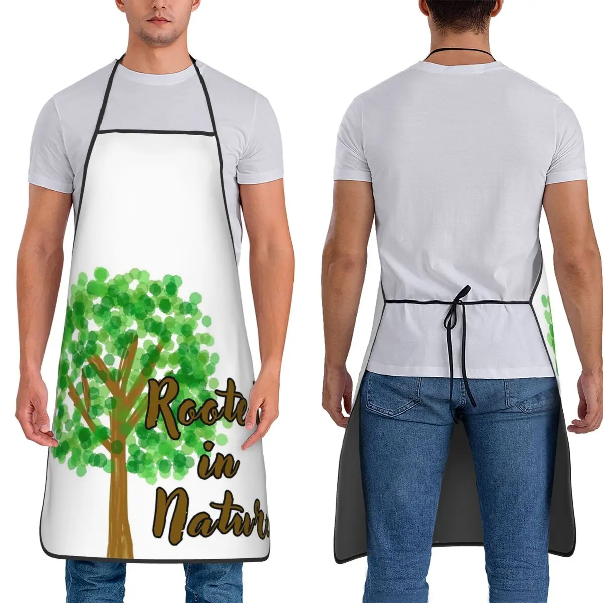 

Rooted In Nature Green Tree Aprons Chef Baking Tablier Sleeveless Bib Kitchen Cleaning Pinafore for Women Men Painting