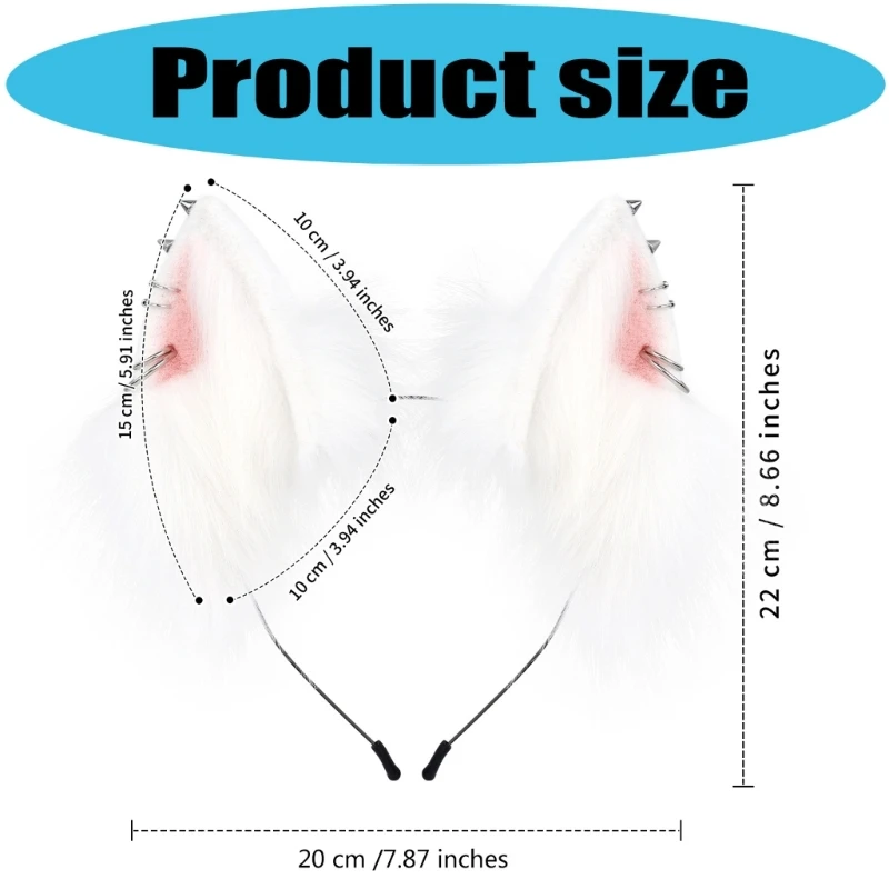 E15F قابل للتعديل فروي القطط الأذن خوذة لعيد الهالوين كرنفال تحت عنوان زي الحدث