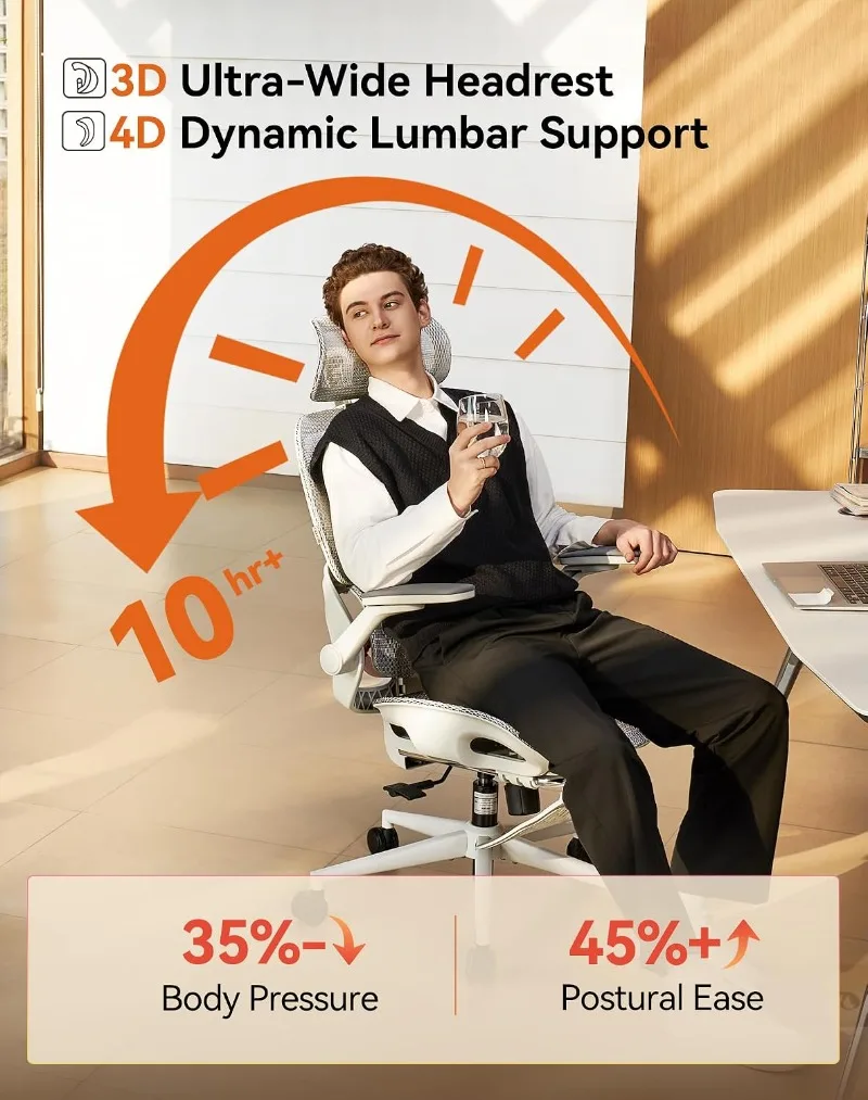 SIHOO B100 Pro Ergonomic Office Chair, Office Chair with Adaptive Lumbar Support, Computer Chair with Dual-Back, Desk Chair with