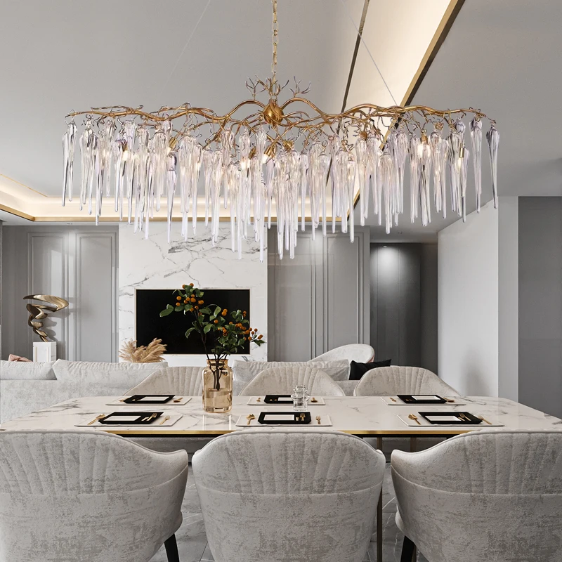 Dining room crystal chandelier modern luxury luster villa branch art island French decorative lighting