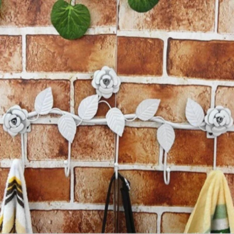 Vintage Iron Hook Clothes Hook Rose Wall Hook Creative Rose Hook Nail Wall Organizer Holder Wall Decor