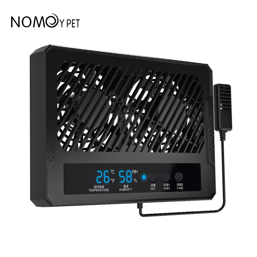 

Reptile Double Row Fan Heat Dissipation Quiet Improving Air Circulation Amphibians Lizard Crawling Pet Feeding Box Terrarium Fan