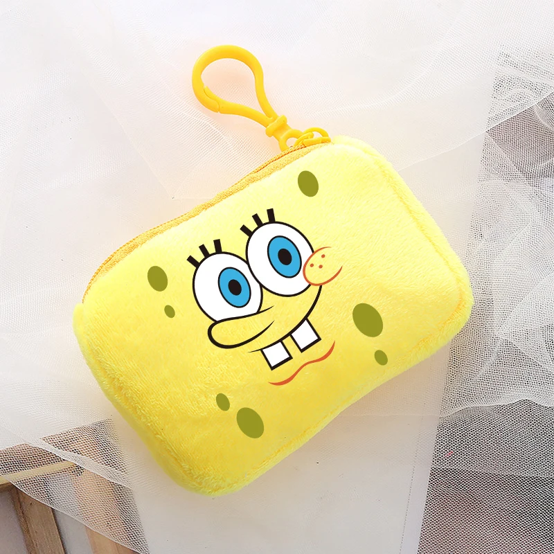 New Spongebob Plush Coin Purses Kawaii Cartoon Printed Storage Bags Cute Boys Girls Square Mini Handbag Children Birthday Gifts