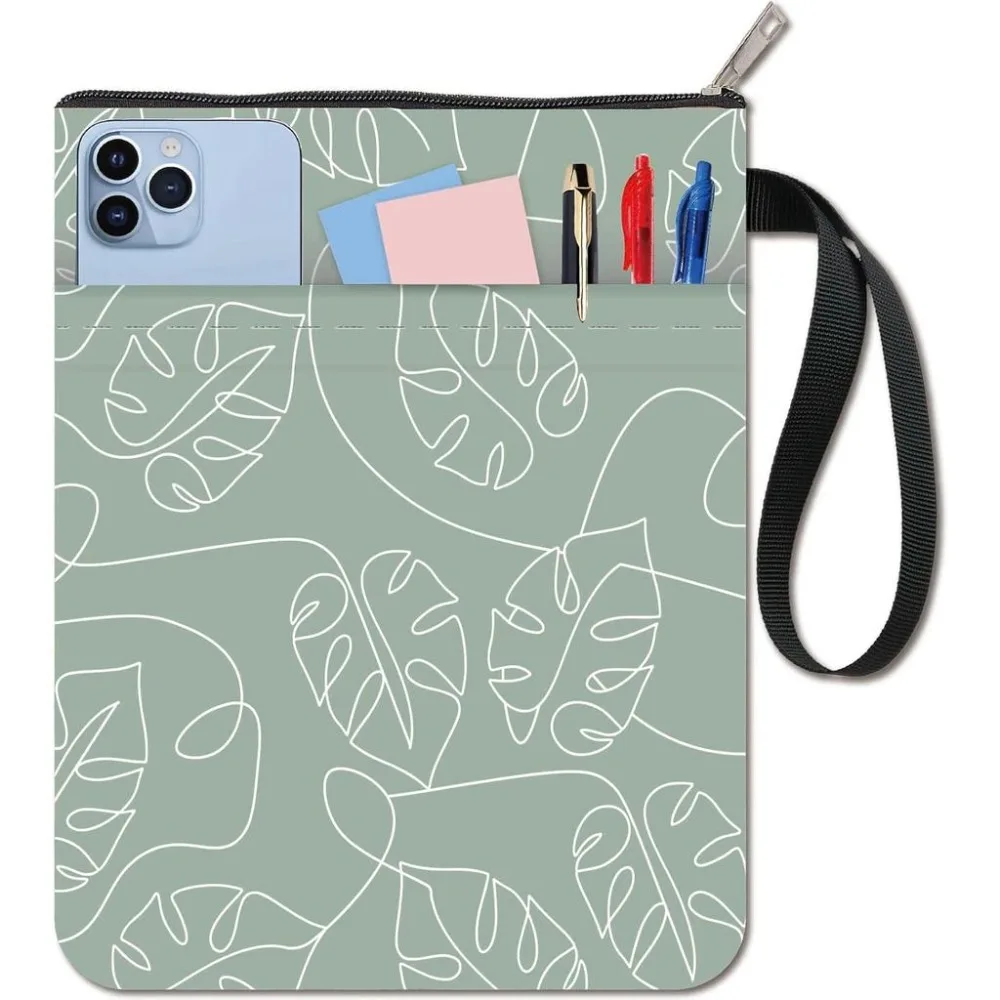 Leaf Book Covers Turtleback Leaf Book Sleeve Green Book Protector for Paperbacks Washable Fabric Cloth Book Cover with Zipper