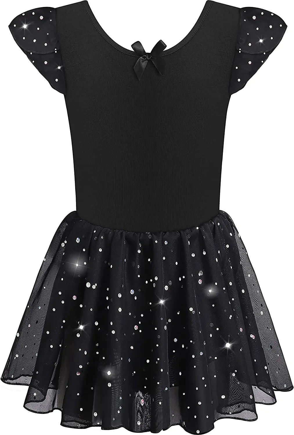 Justaucorps à paillettes pour filles, robe de danse de Ballet avec jupe Tutu, manches pétales