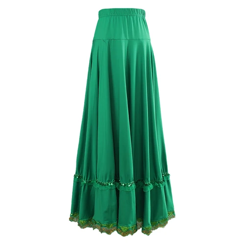 Imagen 2 del producto Faldas de baile flamenco de salón para mujer, faldas largas fluidas de salón lírico para Ballet, trajes de actuación de danza étnica clásica