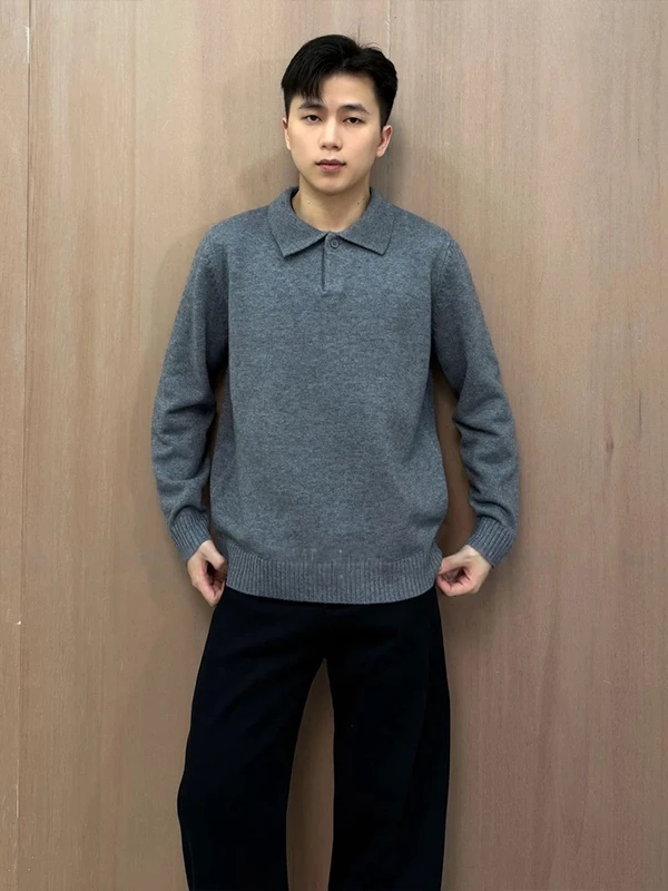 

Мужской свитер темно-серого цвета, осенне-зимний, повседневный, вязаный, для ношения под одеждой, базовый слой, в расслабленном стиле, для зрелых и солидных мужчин