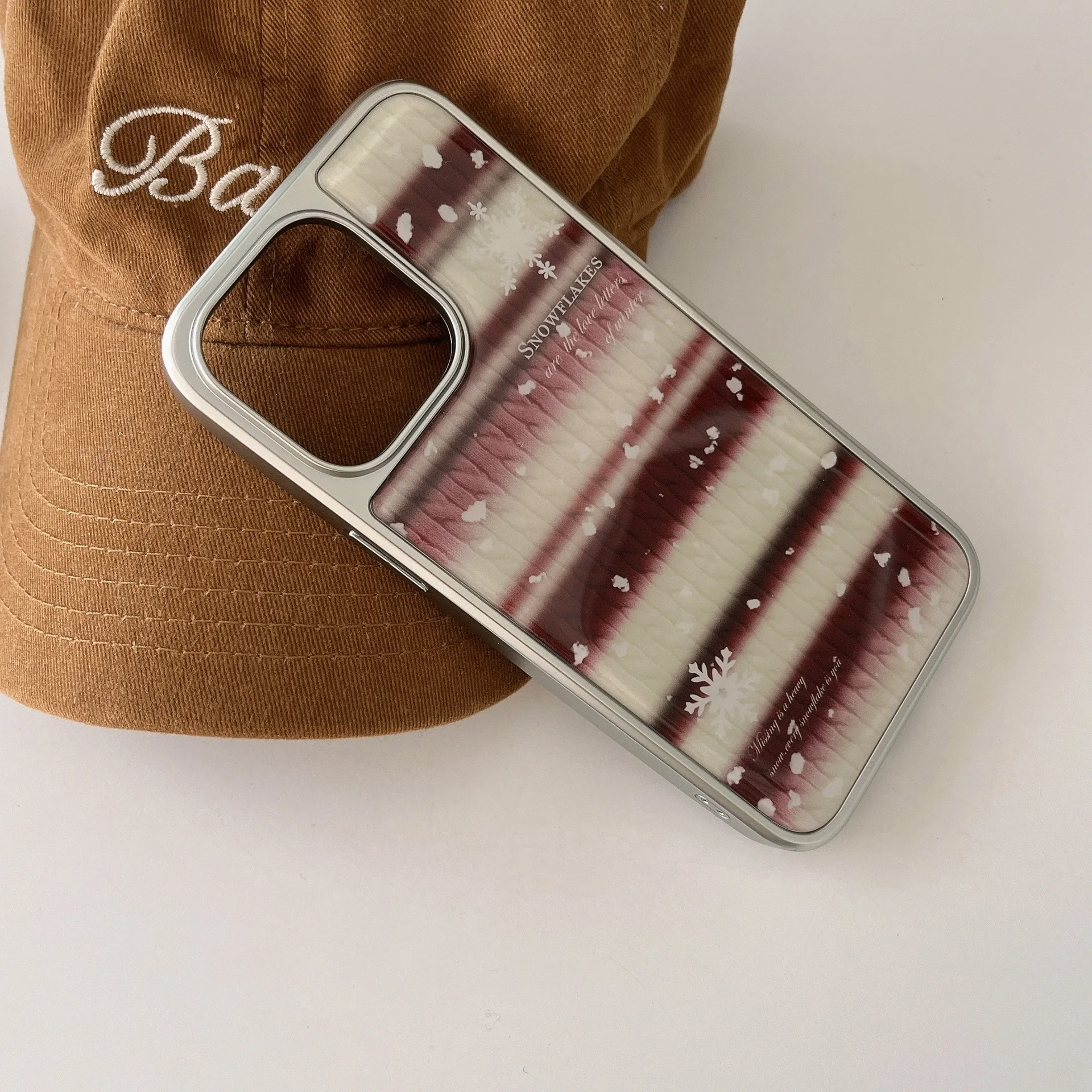 겨울용 눈송이 스웨터 뜨게 아트 휴대폰 케이스, 귀여운 럭셔리 스위트 도금 드롭 글루 커버, 아이폰 16 15 14 13 프로 맥스 케이스