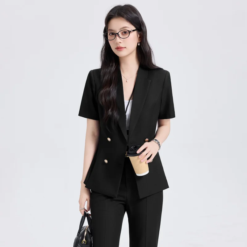 Women's short-sleeved suit2026New stylish business attire for commuting to work, professional suits, formal suits, workwear