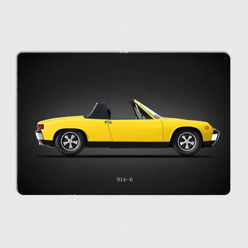 Classics Sports Car Yellow 914 Red A two-seater convertible Car Metal Posters Club Home Tin Sign Room decoration Wall Decor