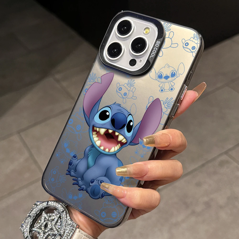 Happy Stitch Phone Case for Oppo Realme C67 C65 C63 C55 C53 C51 C35 C33 C30 C25 12 11 10 Pro Plus Narzo 4G 5G Silver Hard Cover