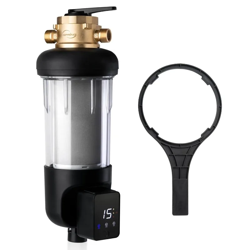 Spin-Down Sediment Water Filter with Bypass,Flushable and Reusable, Touch-Screen Auto Flushing, 4 Modes, 50 Microns