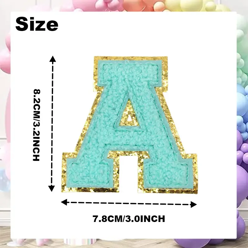 6pcs Chenille Letters Patches Embroidery Iron on Letters Patch Appliques for Clothing Stickers DIY Accessories Large size: 8.2CM