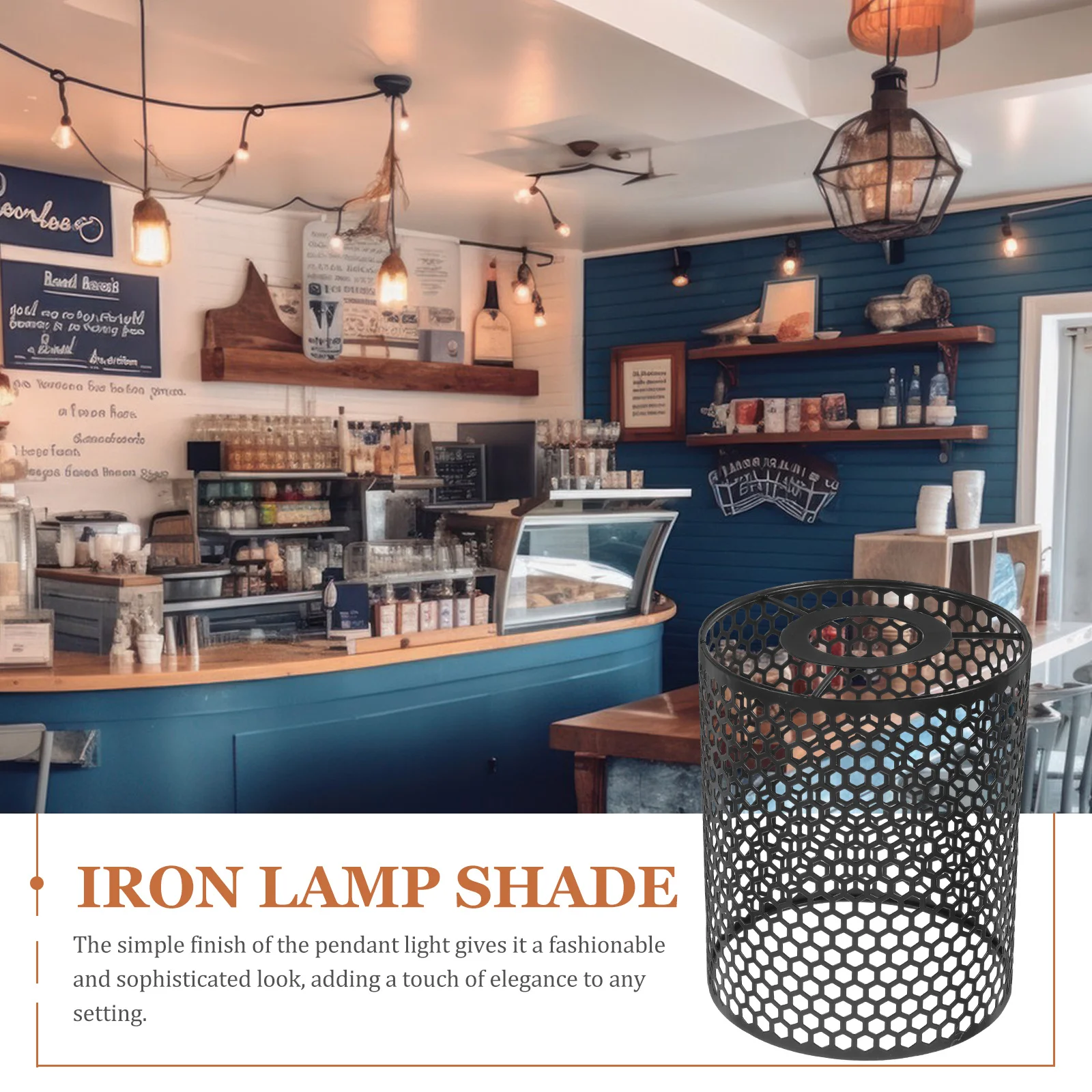 

OSALADI Vintage Iron Lamp Shade Hollow Out Drum Pendant Nightstand Floor Lamp Matte Black Decorative Lighting