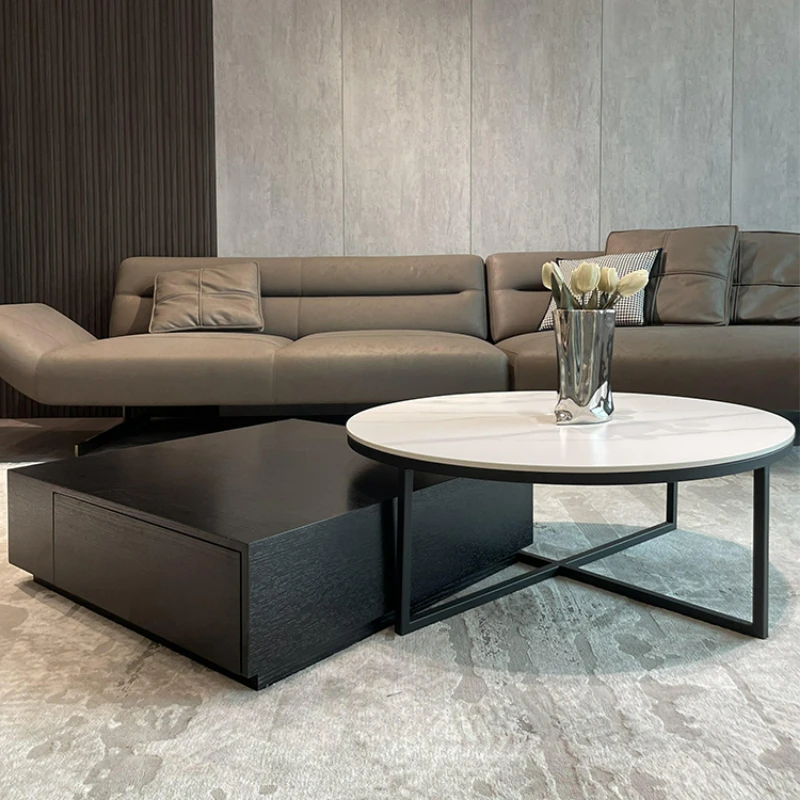 Abnormality Italian minimalist and luxurious modern size square and round combination coffee table