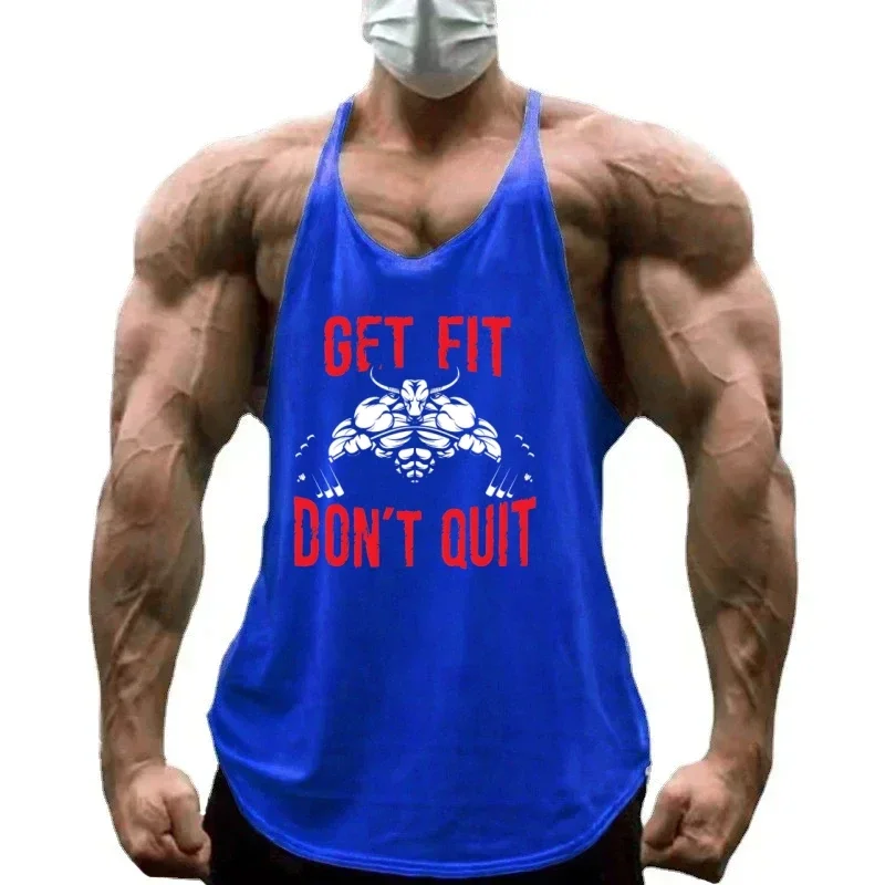 Men's Bodybuilding Y-Back Stringer Vest, Durable Cotton Blend, Ideal for Lifting, Fitness Routines & Street Style