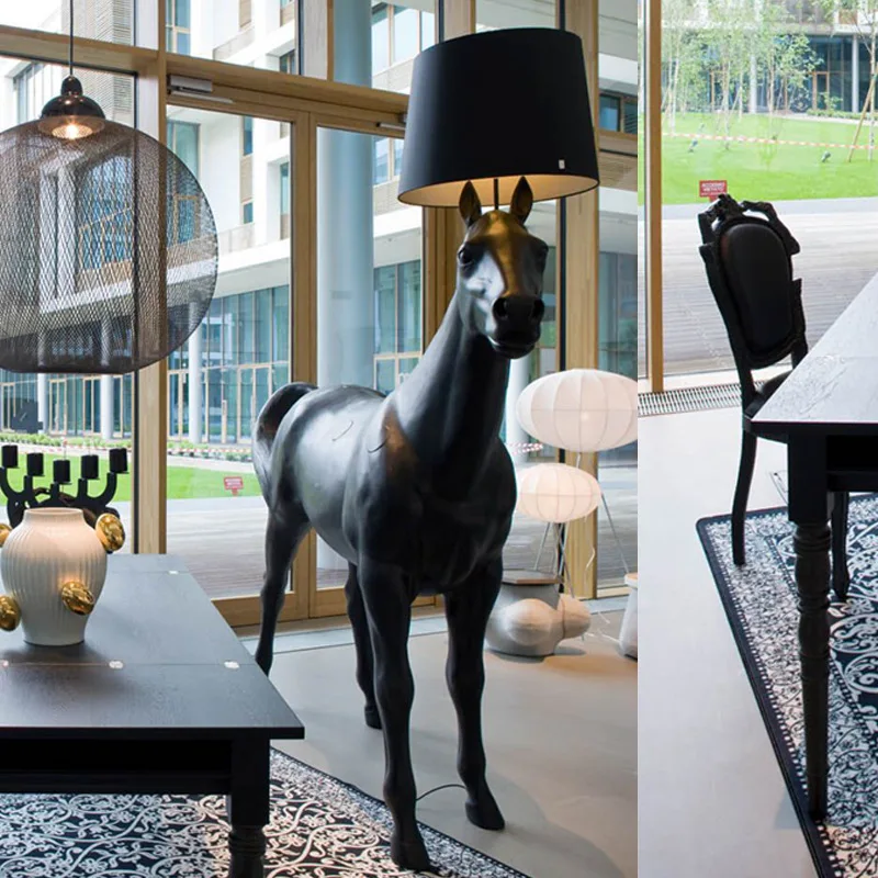 Modern Horse Floor Lamp Tall Ornament Art Sculpture Standing Lamp for Living Room Lobby Shop Animal Decorations Statues Light