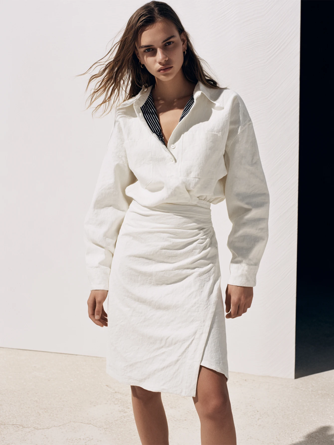 Lässiger einfarbiger Minirock für Damen, natürliche Taille, asymmetrisch, Bürokleidung, Herbst-Basic-Röcke für Damen