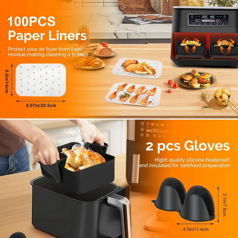 Imagem -02 - Reutilizável Silicone Air Fryer Liner Durável Air Fryer Acessórios para Ninja Dupla Af300uk Af400uk