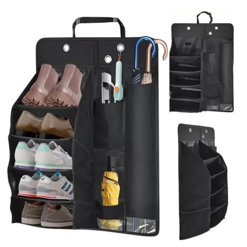 Multi-Layer Car Seat Back Storage Bag Organizer for Shoes Umbrellas Sundries RV Vehicle Hanging Bag
