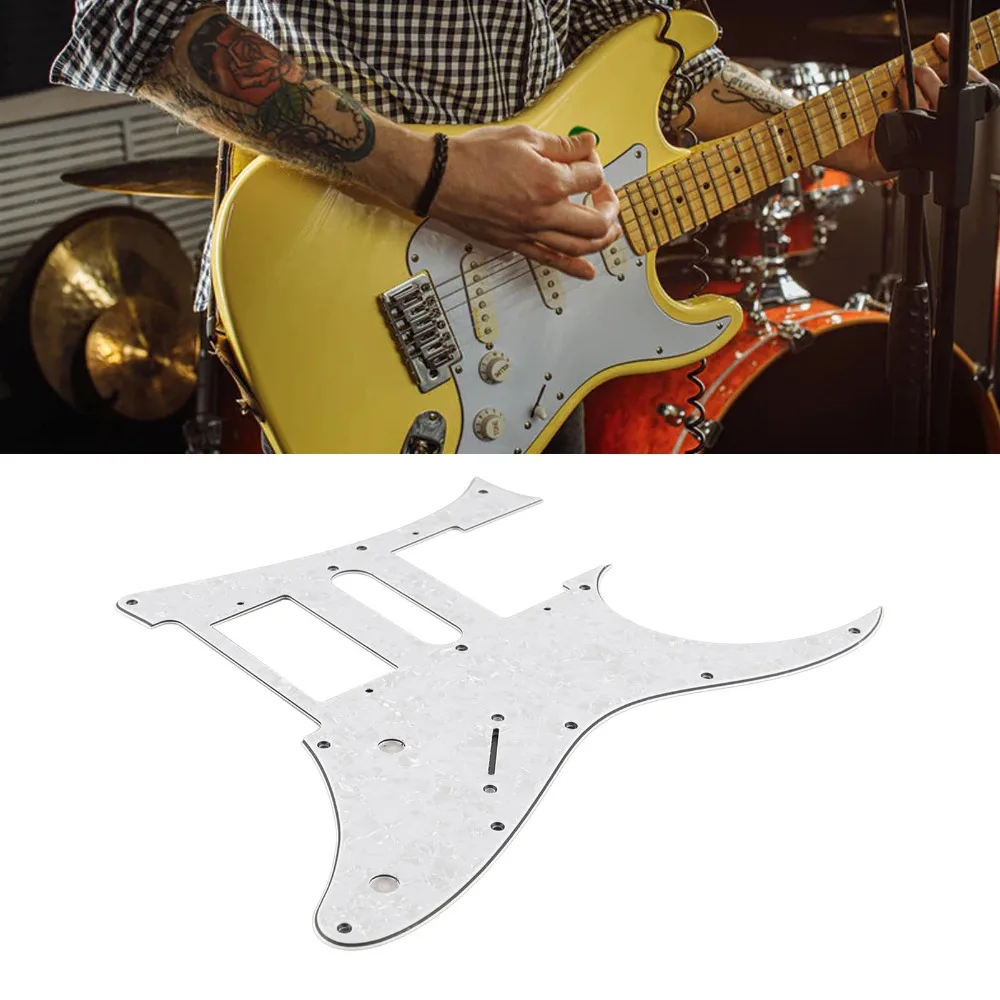 PVC Material Electric Guitar Pickguard HSH Configuration 4-Ply Construction Guitar Pickguard 10 Holes White Pearl Color