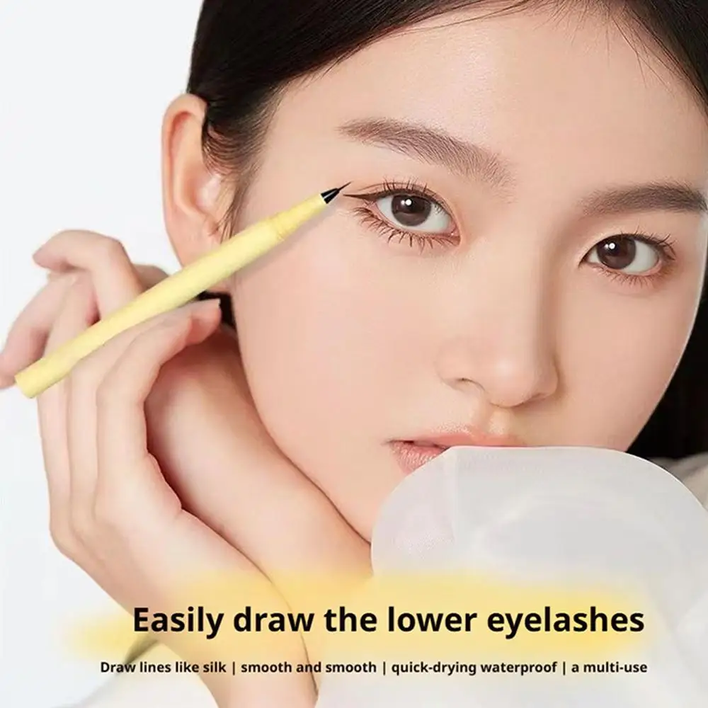 Ultra Thin Long-Lasting สีดําสีน้ําตาลขนตาอายไลเนอร์ปากกากันน้ํา Smooth โกหก Silkworm ไม่มีรอยเปื้อนดินสออายไลเนอร์