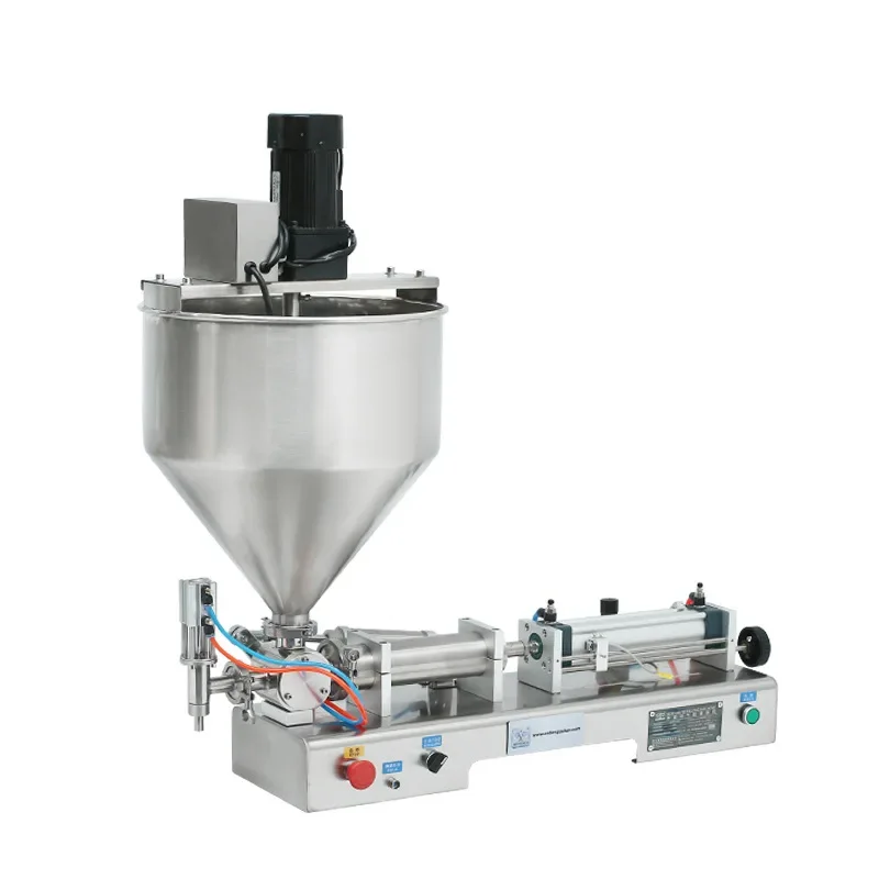 

Single head 100-500ml paste filler machine viscous liquid chocolate paste peanut butter filling machine with mixer