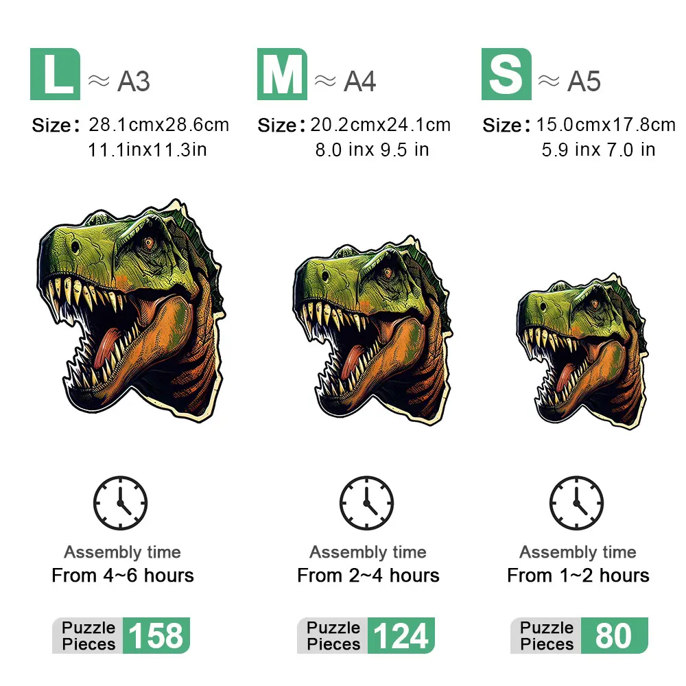 Tyrannosaurus Rex Animal Wooden Puzzle Personalized Adult Irregular Shape Puzzle Children's DIY Chessboard Games Children's Educ