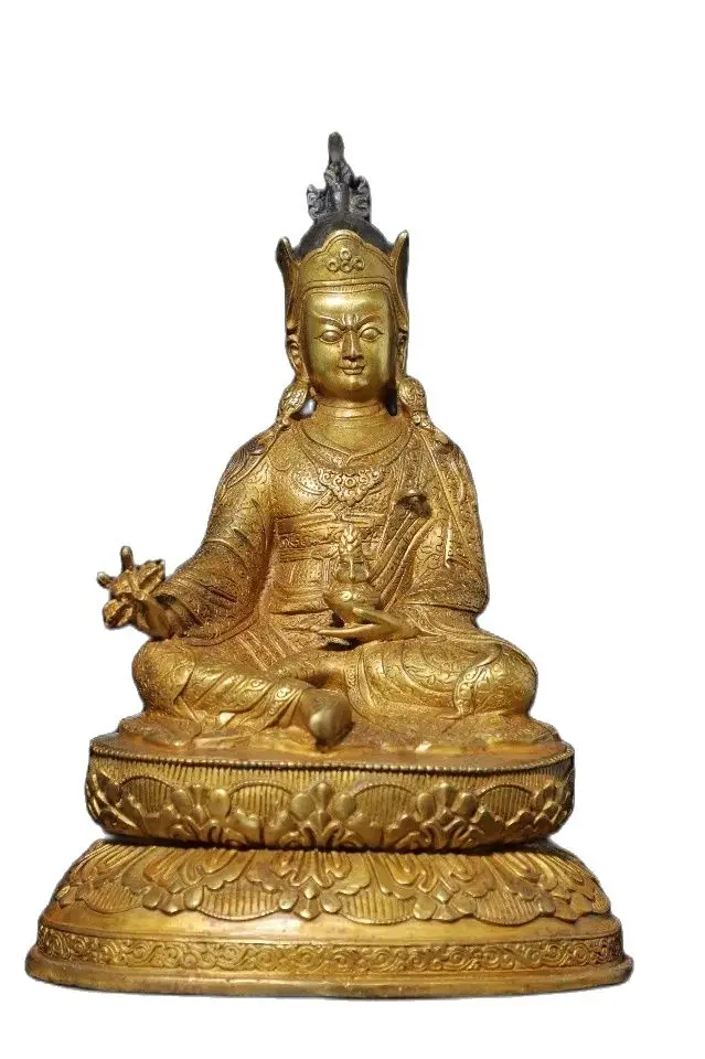 

33CM Tibetan Tantric Buddhism Buddha Statue Padmasambhava Guru Rinpoche Blossom Bodhisattva Statue