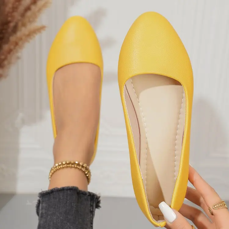 Einfarbige Ballerinas für Damen mit spitzer Zehenpartie, leicht und bequem, zum Hineinschlüpfen, für Alltag, Büro, Schule und Reisen – Detail 22
