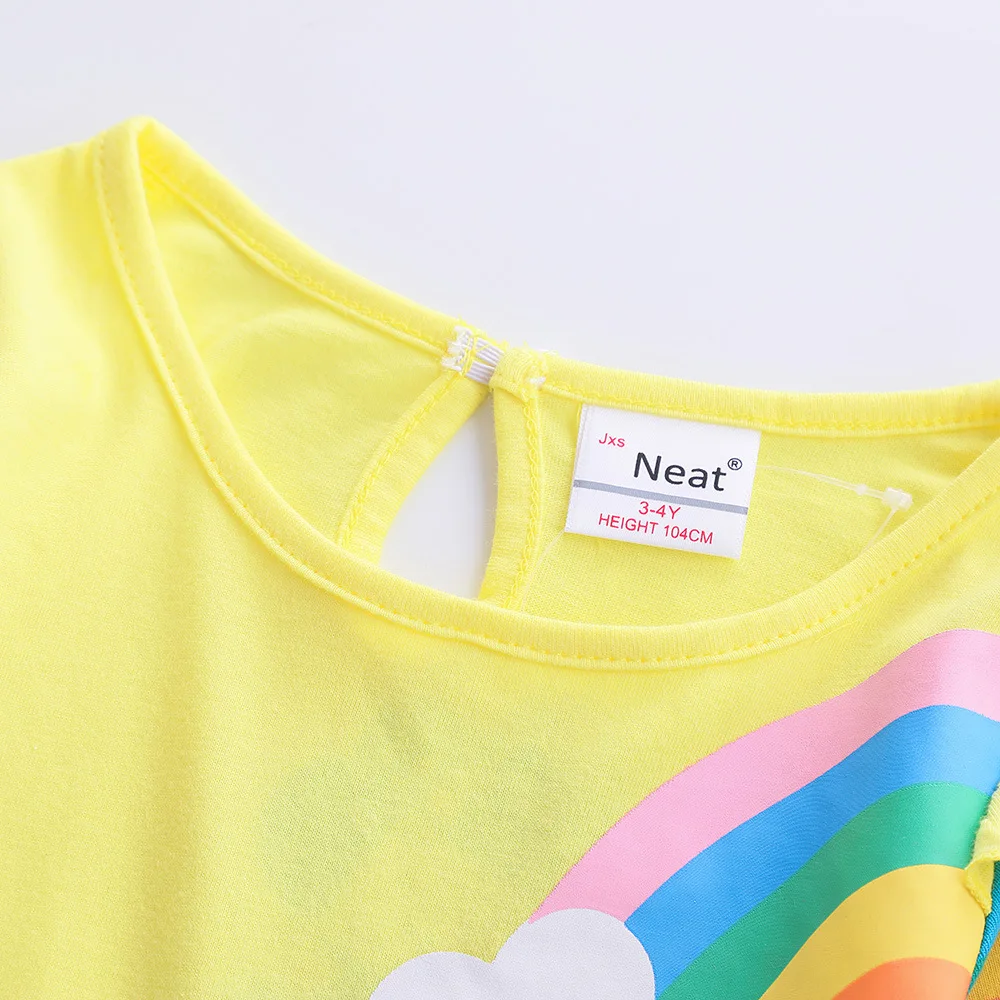 Langärmliges Einhornkleid für Mädchen, Herbststickerei, zwei Taschen, Regenbogenärmel, 81035 – Detail 32
