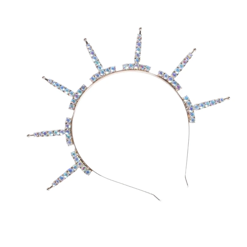 Crystal Spikes Hairhoop for Galas Night Tiaras Crown Hairhoop Elegant Hairband Baroque Headwear Stage Performances Crowns