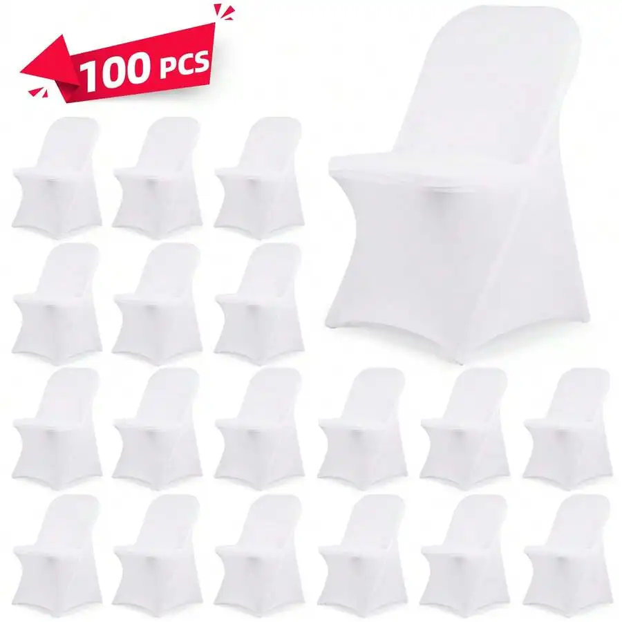 36/55/100 Pcs Spandex Stretch Folding Chair Covers - Universal Fitted Washable Slipcovers For Dining, Party, Wedding, Banquet &