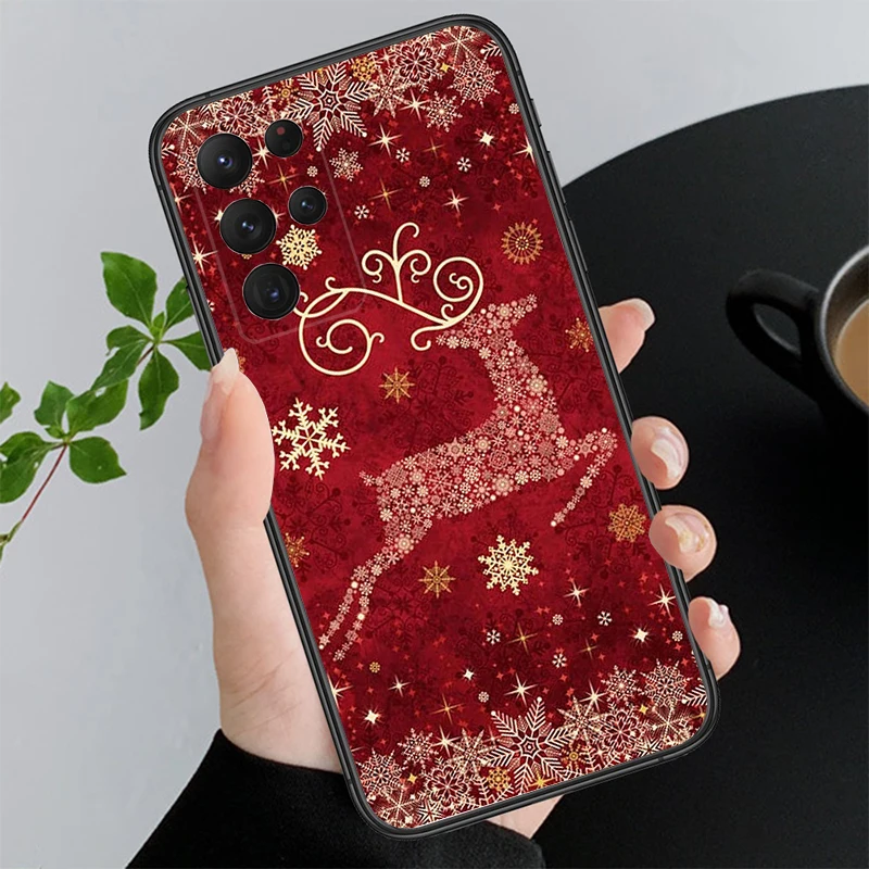 Cute Christmas Deer Phone Case For Samsung Galaxy A35 A55 A54 A15 A25 A05s A05 A22 A24 A52 A33 A34 M34 M14 M54 M23 Shell