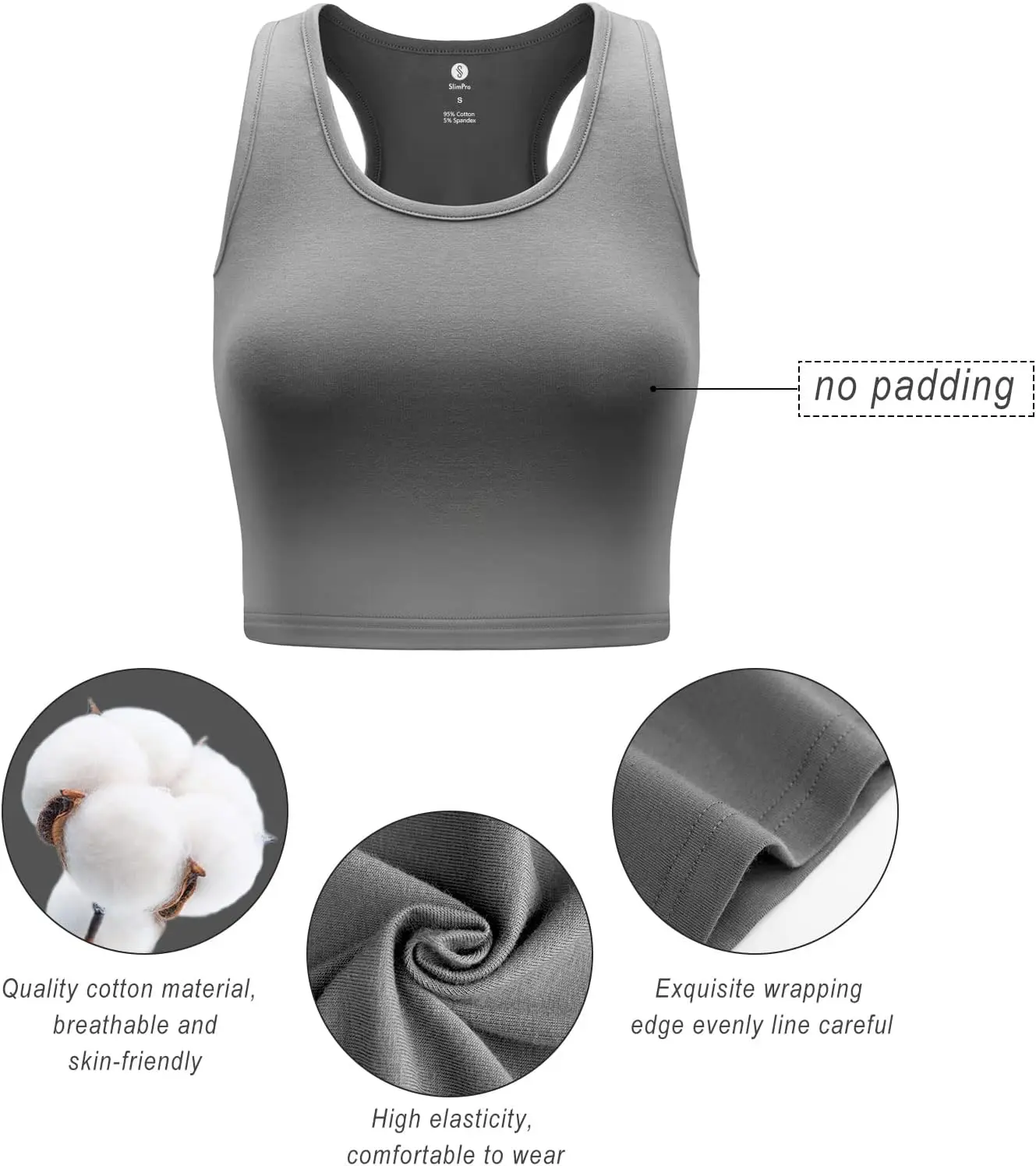 

SlimPro 4 Pieces Crop Tank Tops Sleeveless Racerback Workout Crop Sport Tank for Women Daily Wearing