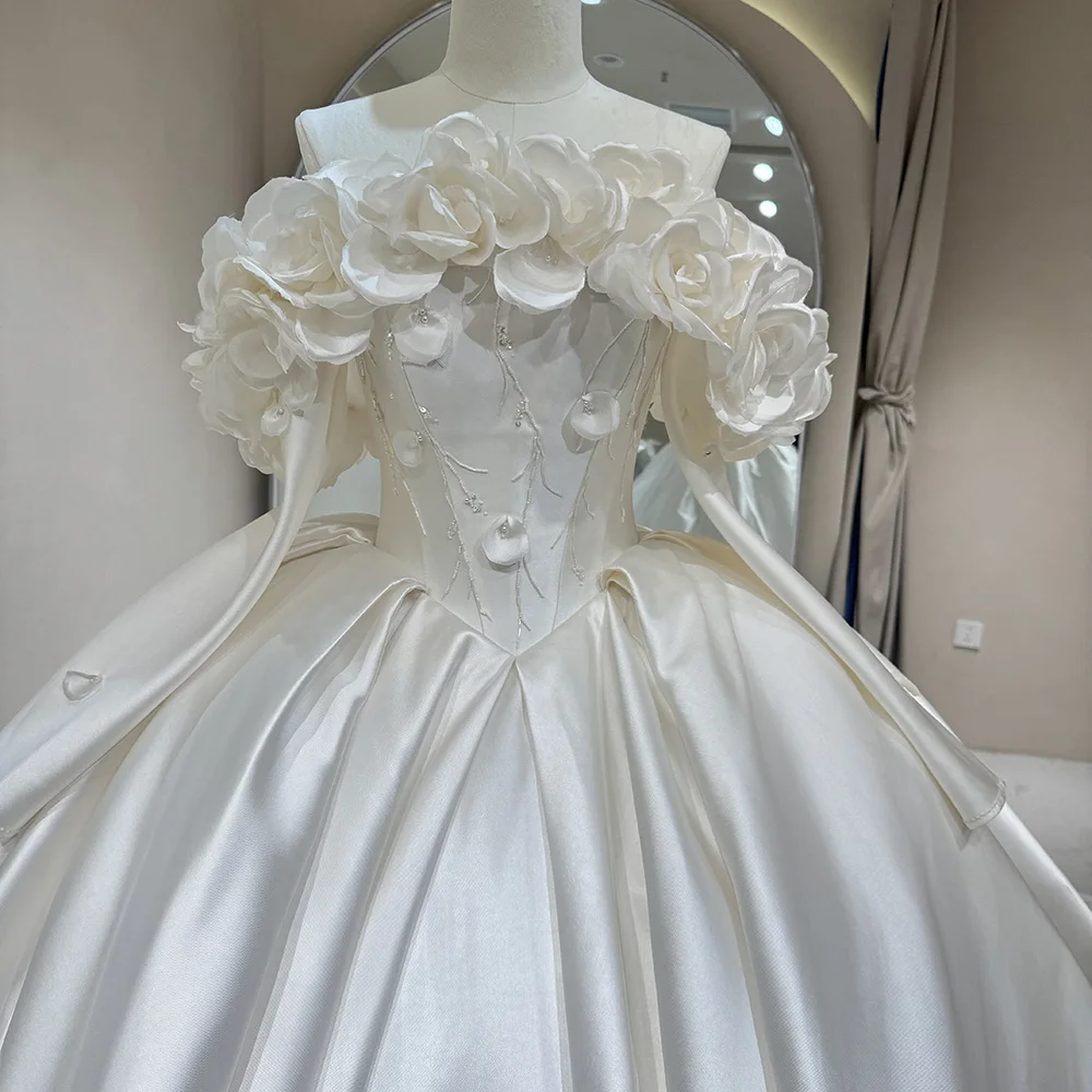 فساتين زفاف رائعة ذيل طويل رقبة قارب وأكمام طويلة مزينة بفساتين الزفاف الفاخرة كاتدرائية مخصصة فيستدو femininos