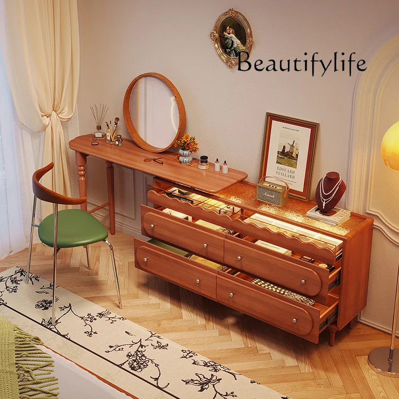 

Long Glass Vanity Tables Mirror Lights Large Woman Storage Organizer Dressers Drawers Makeup Nordic CoiffeuseFurniture Home