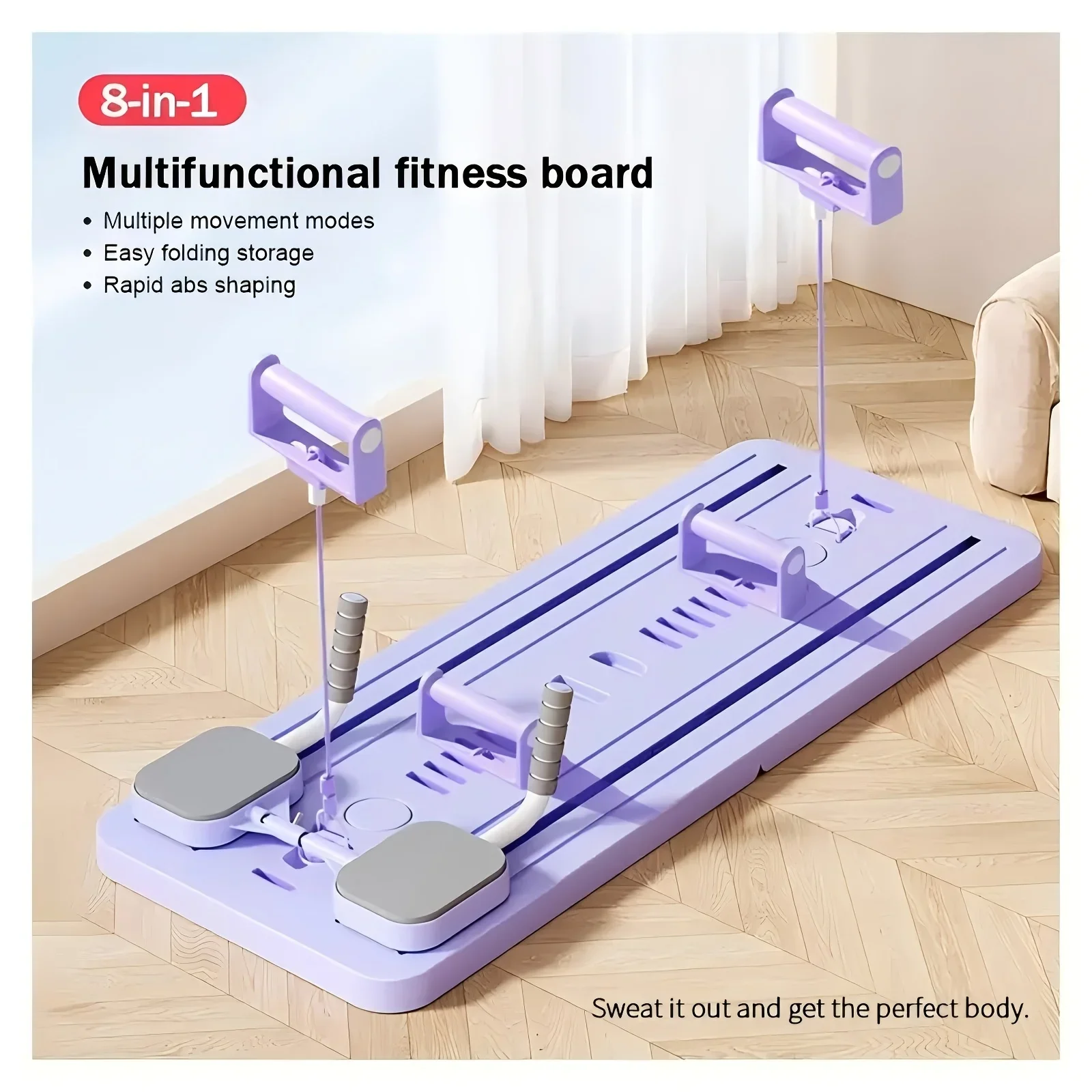 Foldable Multifunctional Fitness Board  ABS Pilates Home Gym Workout Equipment Skateboard for Core Strength Training  with Timer