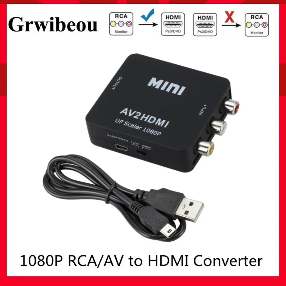 

1080P AV TO HDMI-compatible Adapter Video Composite Converter AV2HDMI-compatible RCA To HDTV CVSB L R Video Scaler Converter Box