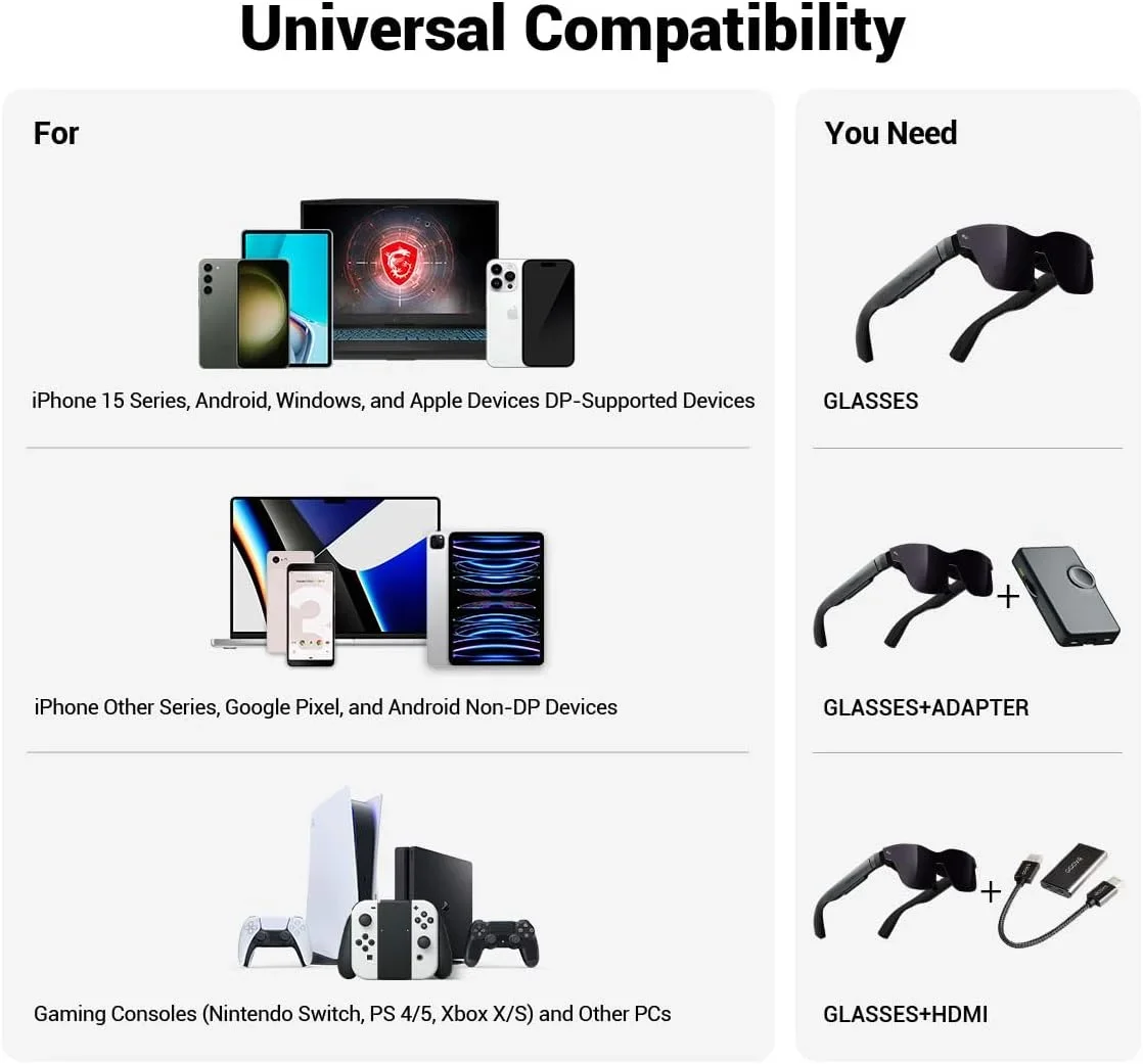 แว่นตา RayNeo Air 2 AR - แว่นตาอัจฉริยะพร้อมไมโคร OLED ขนาด 201 นิ้ว, ความเร็วสูงพิเศษ 120Hz, ความสว่าง 600nits, แว่นตา XR 1080P,