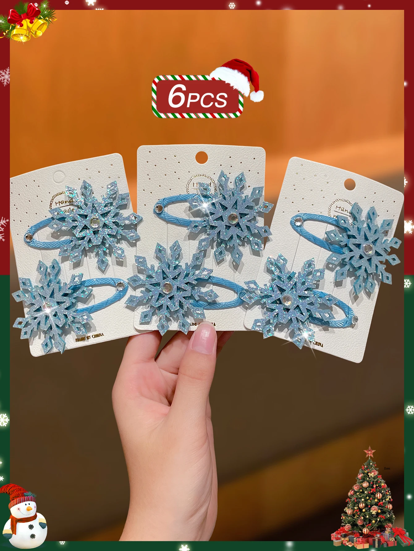 6 ชิ้น เครื่องประดับผมคริสต์มาสสุดหรูทันสมัย กิ๊บติดผมสำหรับสุภาพสตรี ไอเดียของขวัญคริสต์มาส เครื่องประดับผมสำหรับผู้หญิง