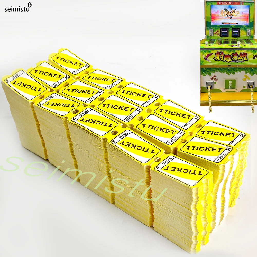 2000Pcs Lottery Paper Ticket Redemption Voucher, Ticket Dispenser, Coin Arcade, Slot Game Finishing, Amusement Park,