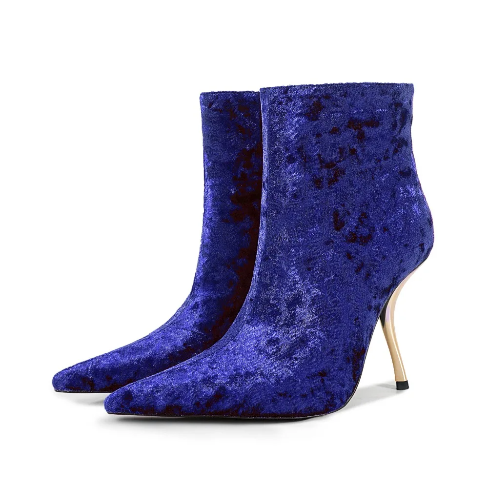 

Сексуальные золотые бархатные ботильоны, женские элегантные модельные ботильоны на шпильке с острым носком на осень-зиму, свидание, ночная вечеринка