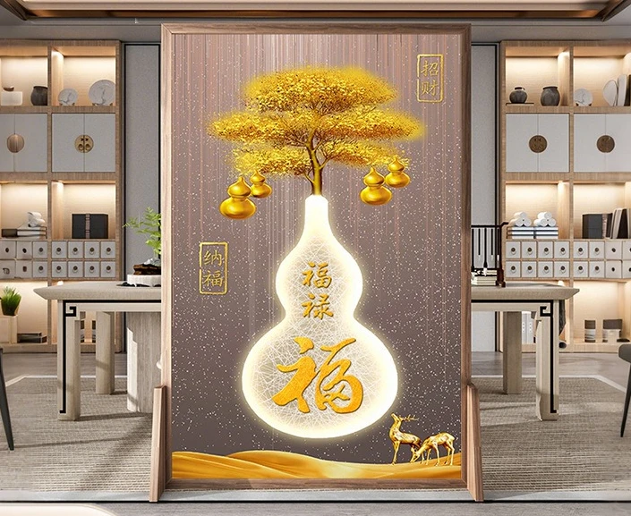 

Трансграничная перегородка из цельного дерева, гостиная, новое домашнее убежище в китайском стиле, офисная перегородка Fulu без полого сиденья