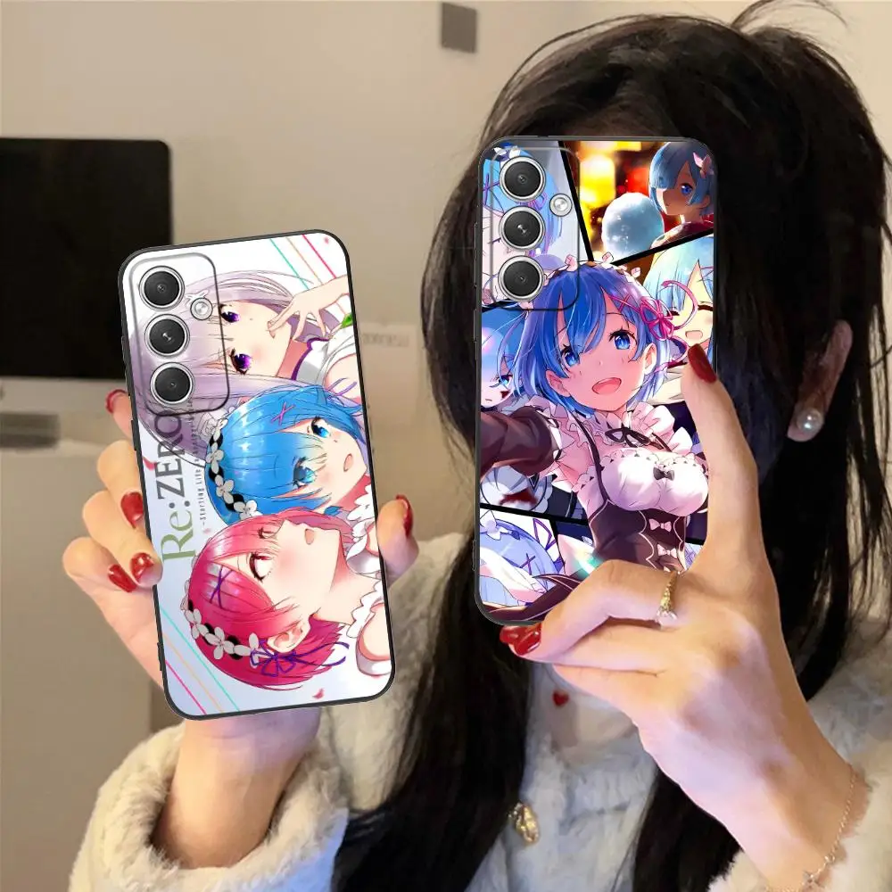 

REM RAM Emilia Waifu Phone Case for Samsung Galaxy S25 S24 S23 S22 S21 S20 Note20 Plus FE Ultra Colour Printing Cover Luxury