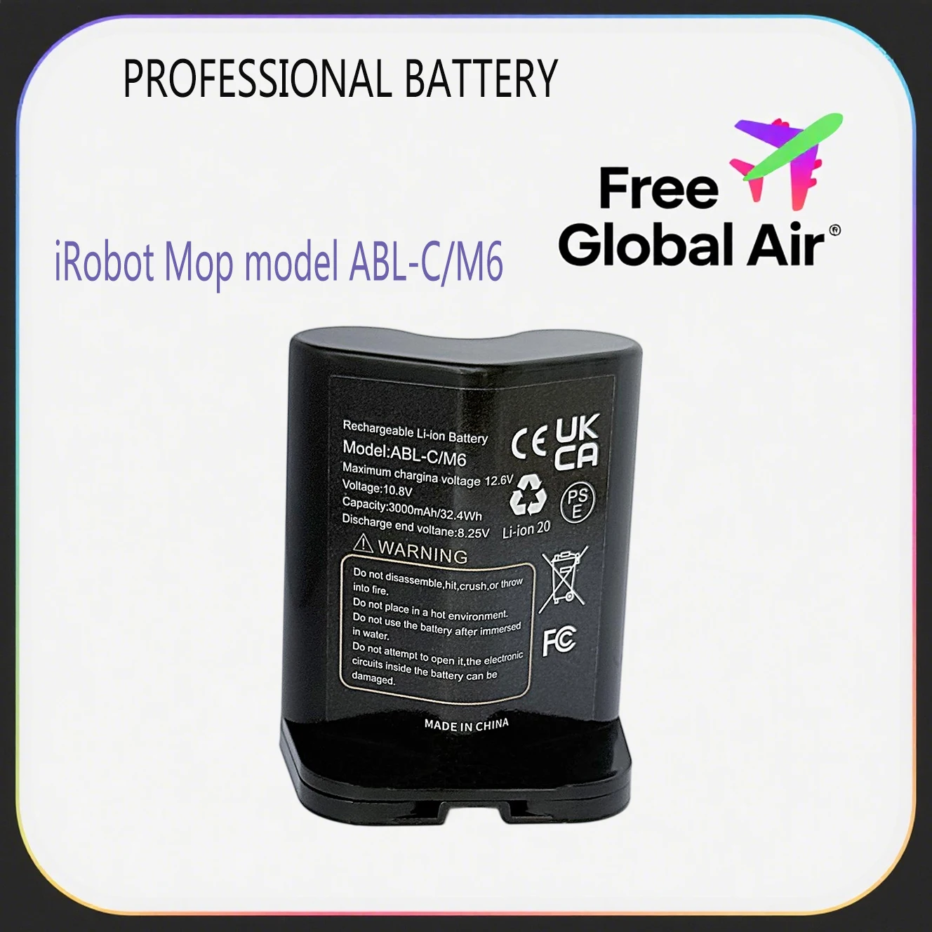 

For iRobot Braava Jet M6 10.8V 3000mAh Rechargeable Li-ion Battery Pack Ultimate Robot Mop model ABL-C/M6