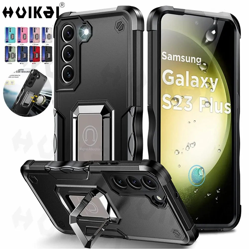 Case For Samsung A14 S23 S22 Ultra S21 FE A53 A73 A13 M53 M32 Shockproof Kickstand Magnetic Anti Scratch Hard Back Heavy Rugged