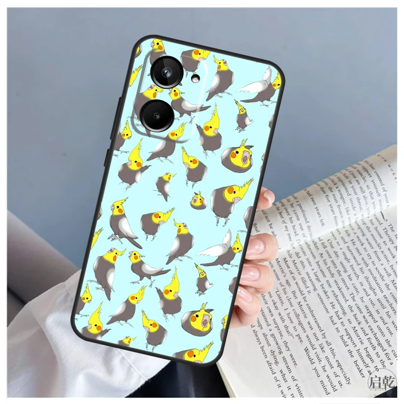 Cartoon Cockatiel Collage Case For Realme C51 C55 C53 C35 C33 C30 C67 C21Y C25s C15 9 10 11 12 Pro Plus GT Neo 5 Cover